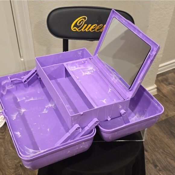 Caboodles  On-The-Go Girl Travel Cosmetic Organizer- Purple Marble - Picture 11 of 11